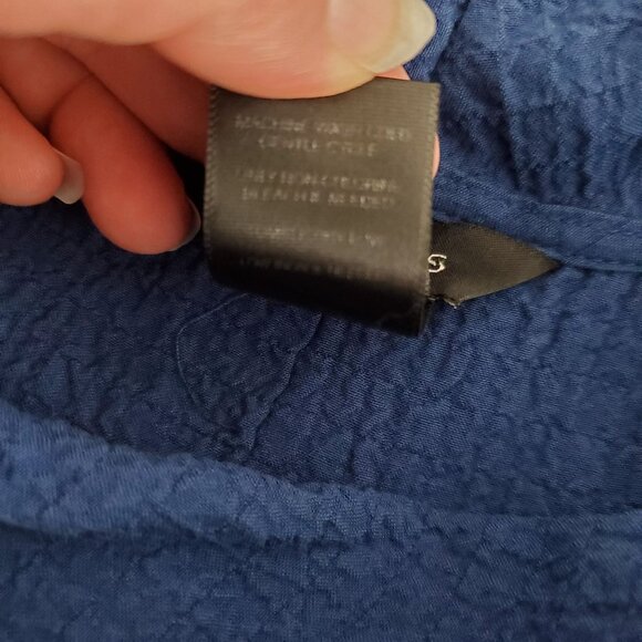 Ali Miles Womens Blue Crinkle Tunic Top Size 2X Cowl Neck Pockets Lagenlook - Picture 9 of 13